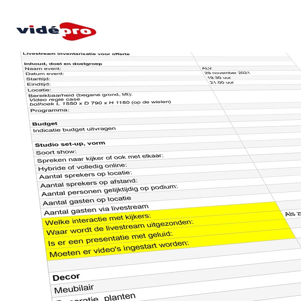 The types of livestreams we produce